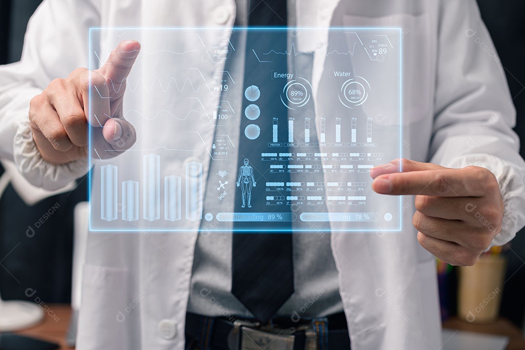 Tela do médico de luz escaneando o corpo humano