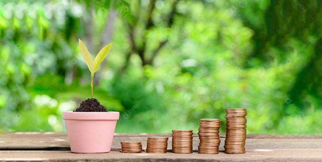 Moedas empilhadas de conceito investem estoque economizam dinheiro