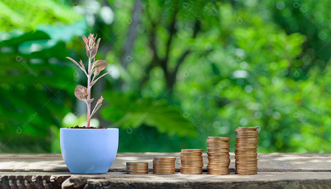 Moedas empilhadas de conceito investem estoque economizam dinheiro