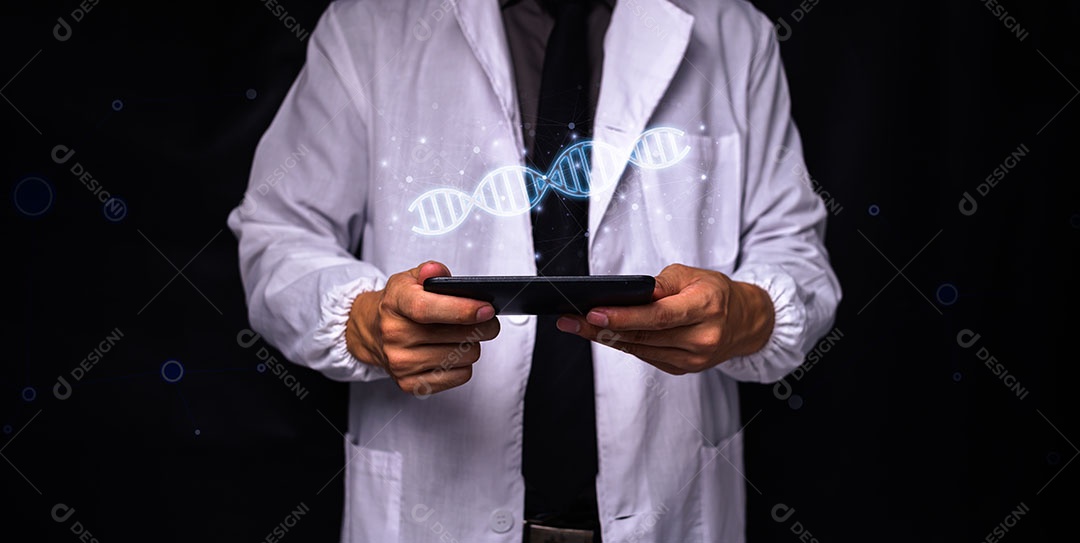 Médico com símbolo de DNA