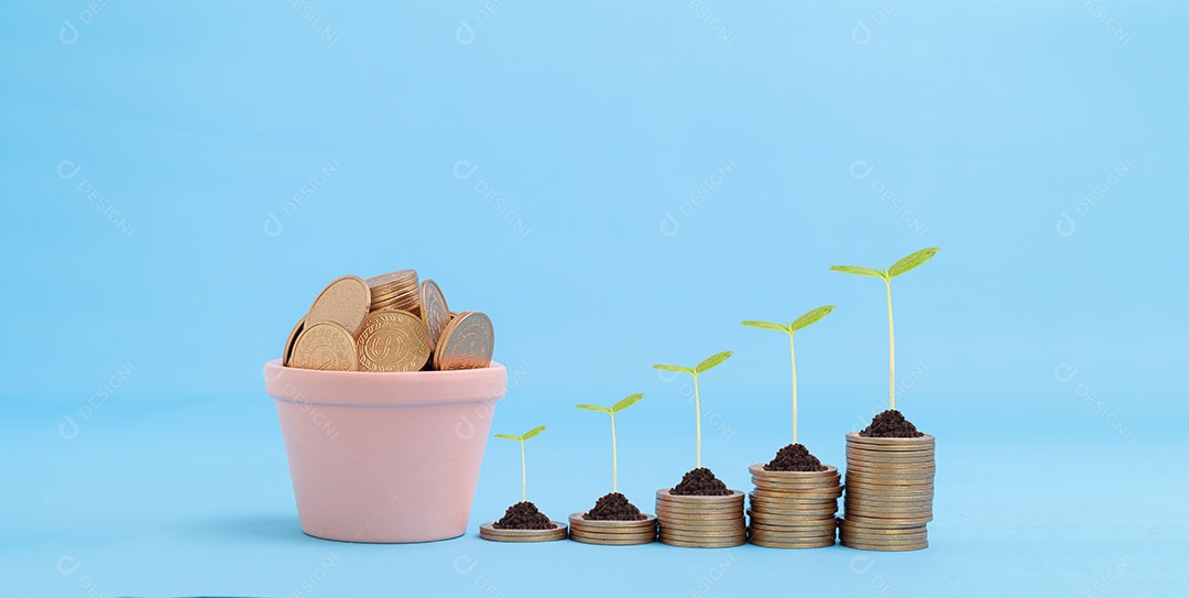 Concept stock investment collect money stacked coins