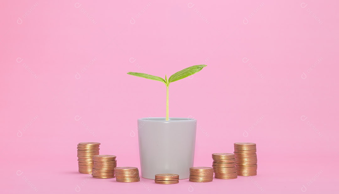 Estoques de crescimento financeiro de conceito de moeda empilhada investem receita de impostos