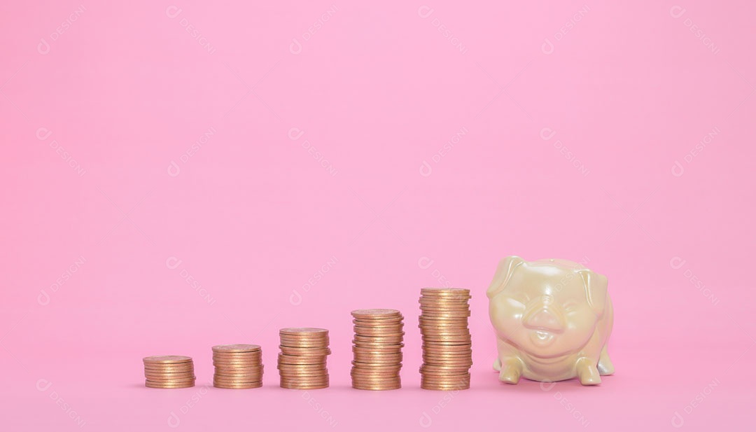 Estoques de crescimento financeiro de conceito de moeda empilhada investem