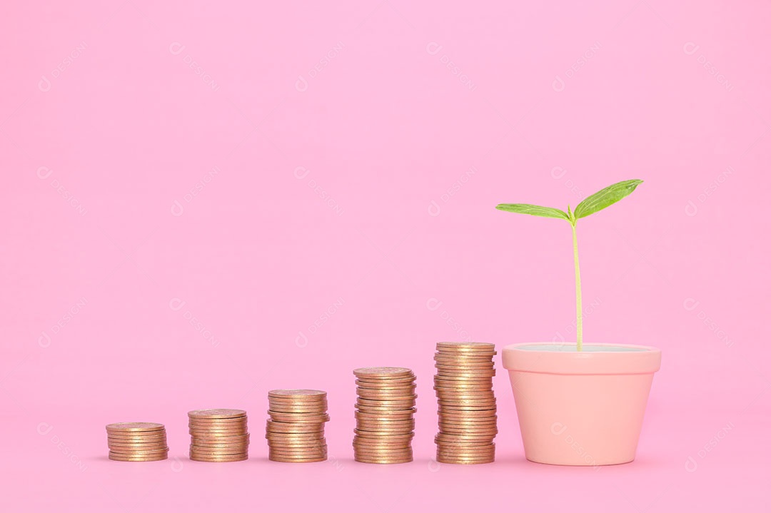 Estoques de crescimento financeiro de conceito de moeda empilhada investem receita de impostos