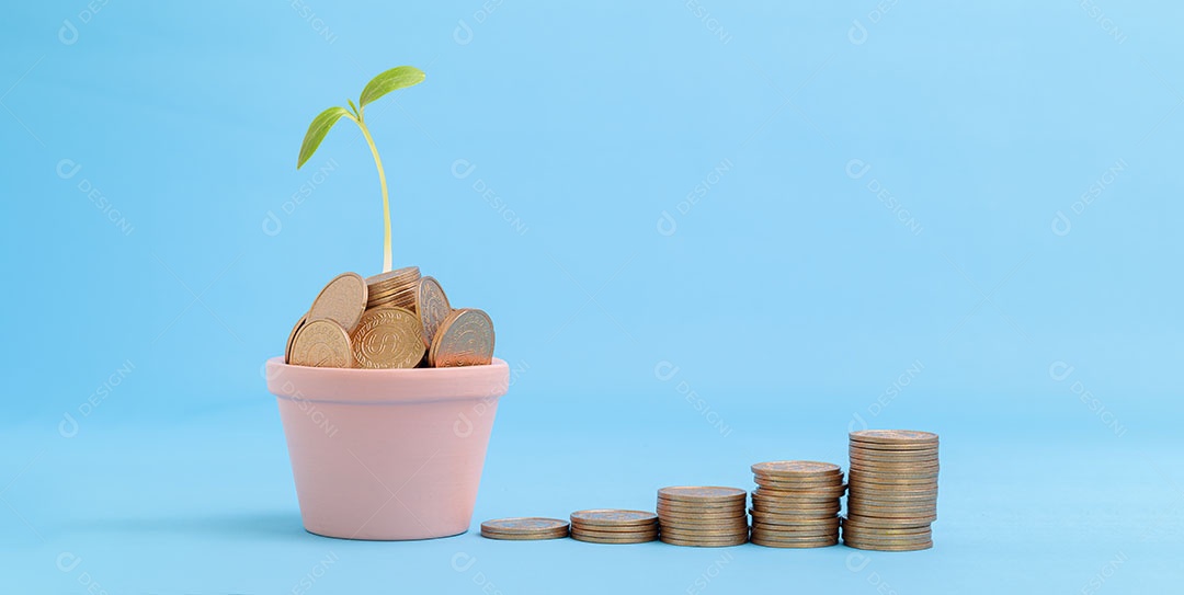 Conceito para economizar dinheiro, investir em ações de negócios financeiros