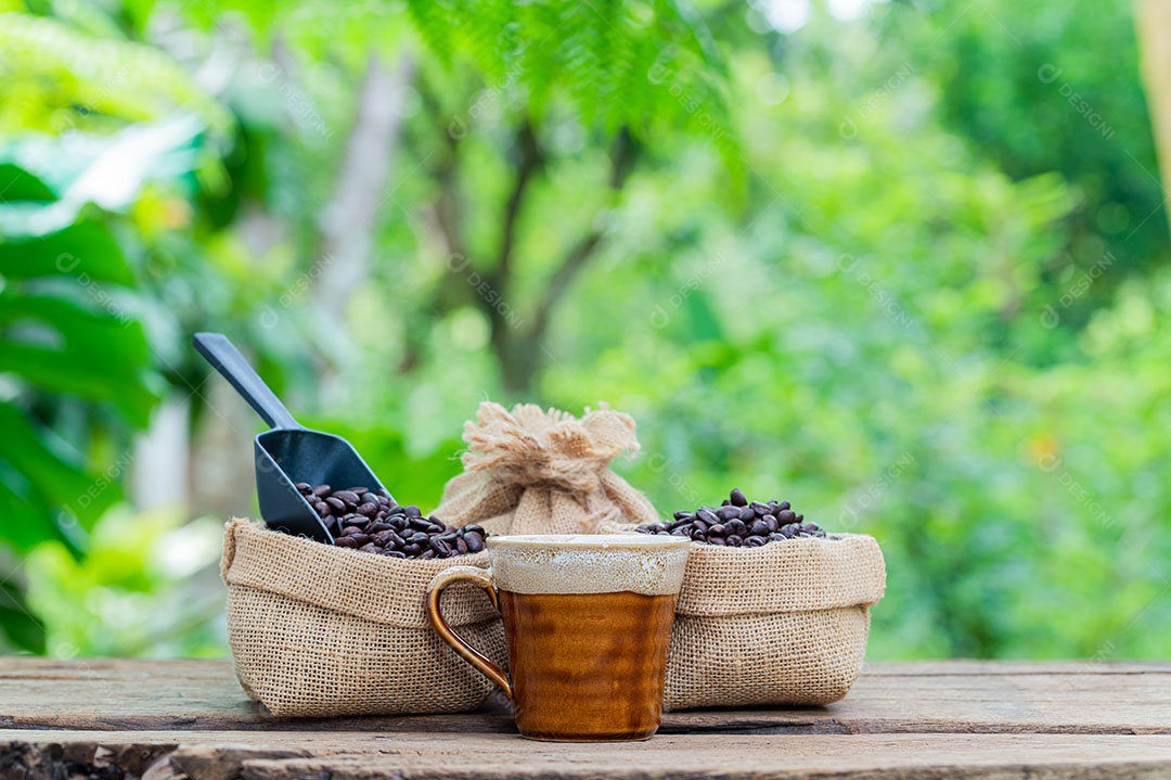 Grãos de café xícara de café energia