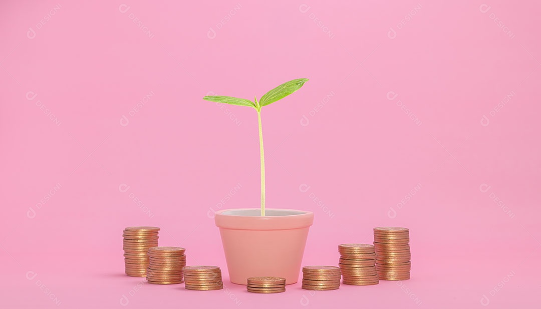 Estoques de crescimento financeiro de conceito de moeda empilhada investem receita de impostos