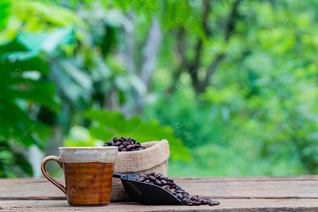 Grãos de café xícara de café energia