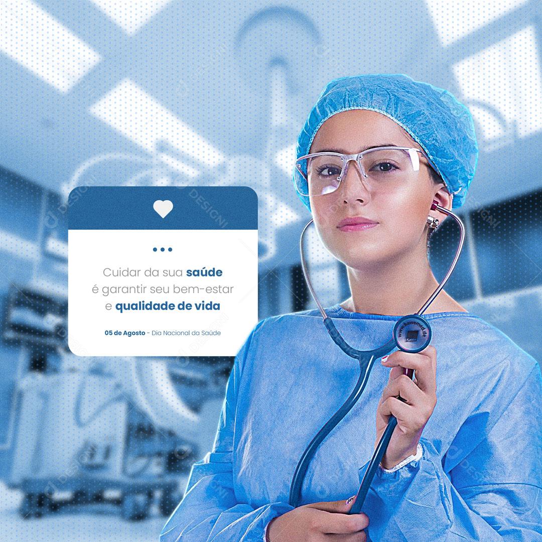 Dia Nacional da Saúde 05 de Agosto Social Media PSD Editável