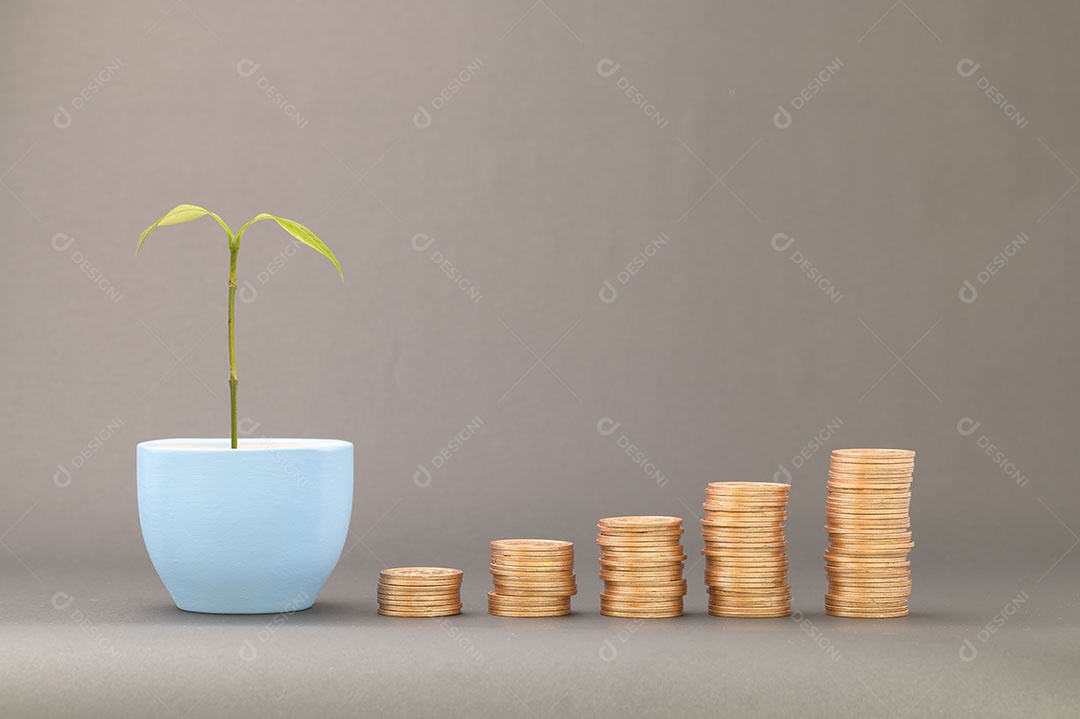 Conceito de moedas empilhadas Finanças para aumentar a renda, investir em ações