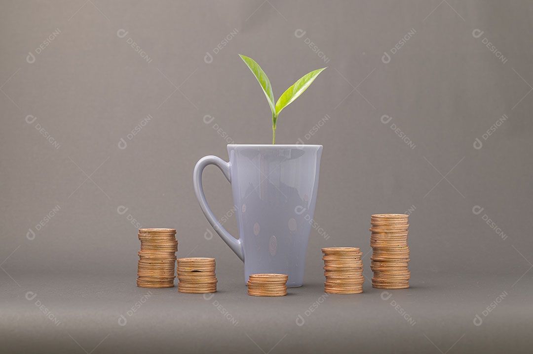 Conceito de moedas empilhadas Finanças para aumentar a renda, investir em ações