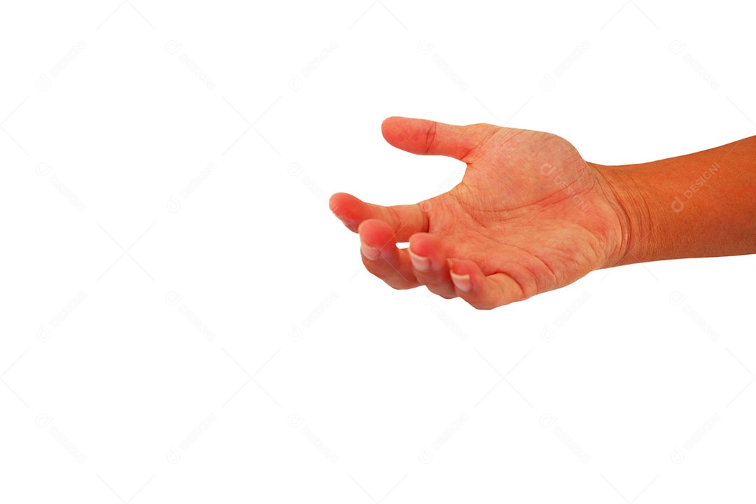 Mãos de pessoa humana dedos sobre fundo isolado branco