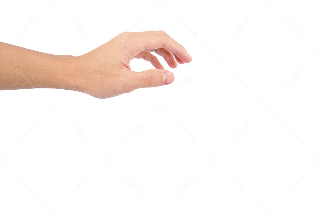 Mãos de pessoa humana dedos sobre fundo isolado branco