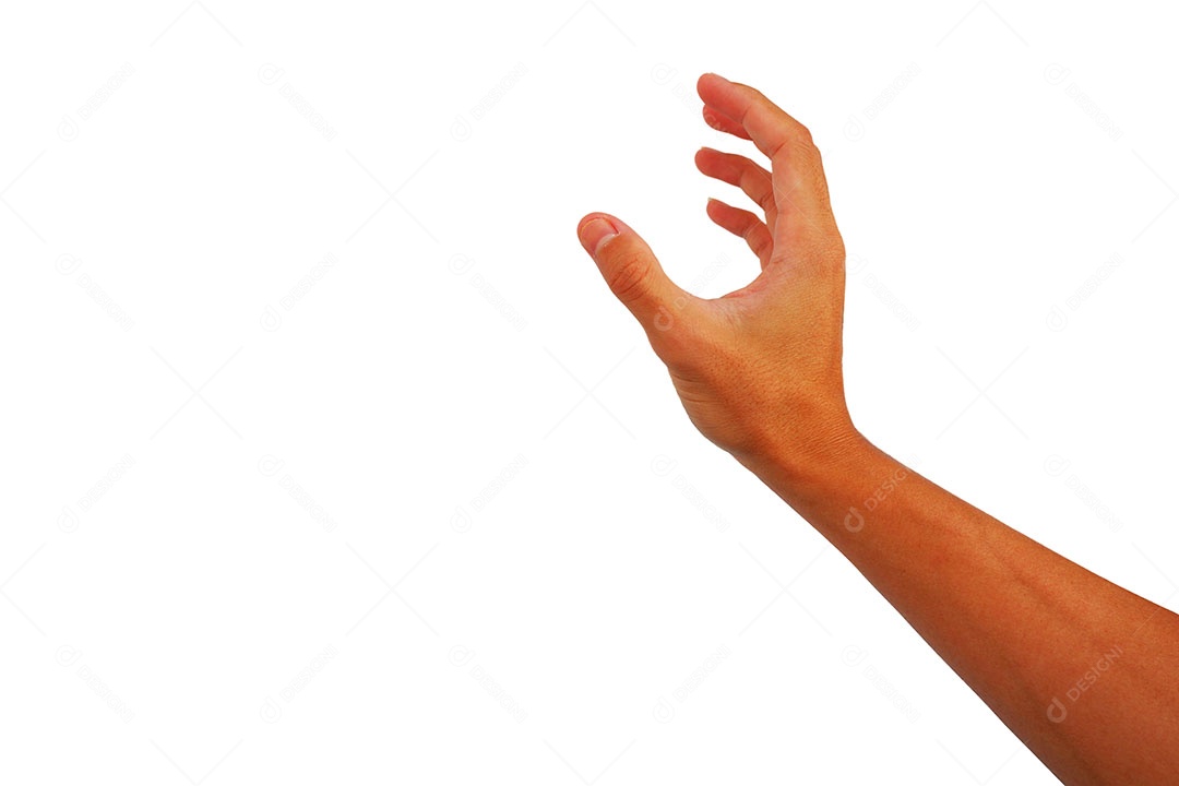 Mãos de pessoa humana dedos sobre fundo isolado branco