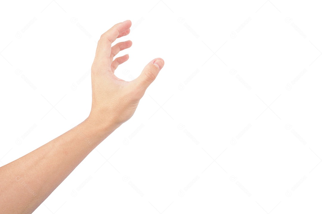 Mãos de pessoa humana dedos sobre fundo isolado branco