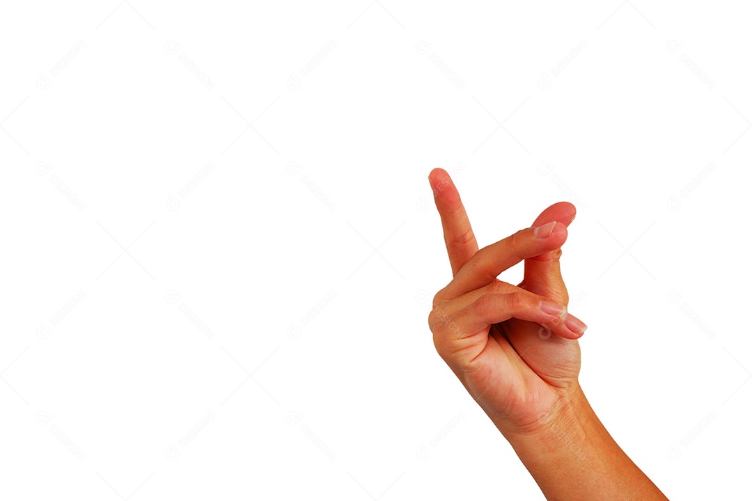 Mãos de pessoa humana dedos sobre fundo isolado branco