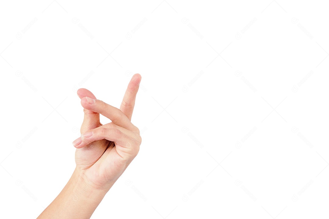 Mãos de pessoa humana dedos sobre fundo isolado branco