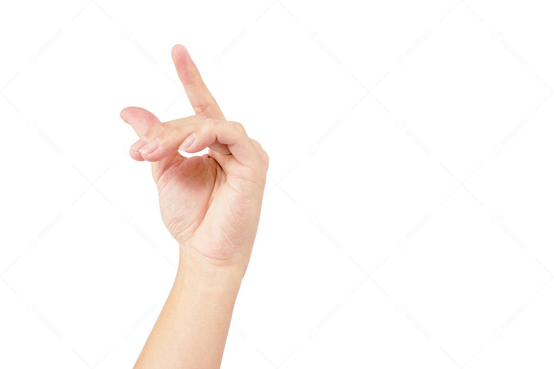 Mãos de pessoa humana dedos sobre fundo isolado branco