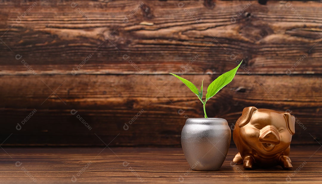 Cofrinho mostrando poupança, renda, investimentos, ações