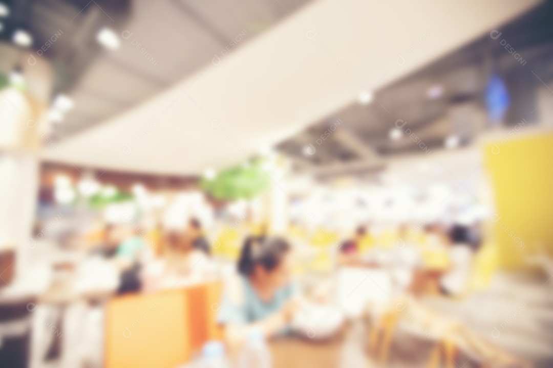 Praça de alimentação embaçada no supermercado/shopping para plano de fundo