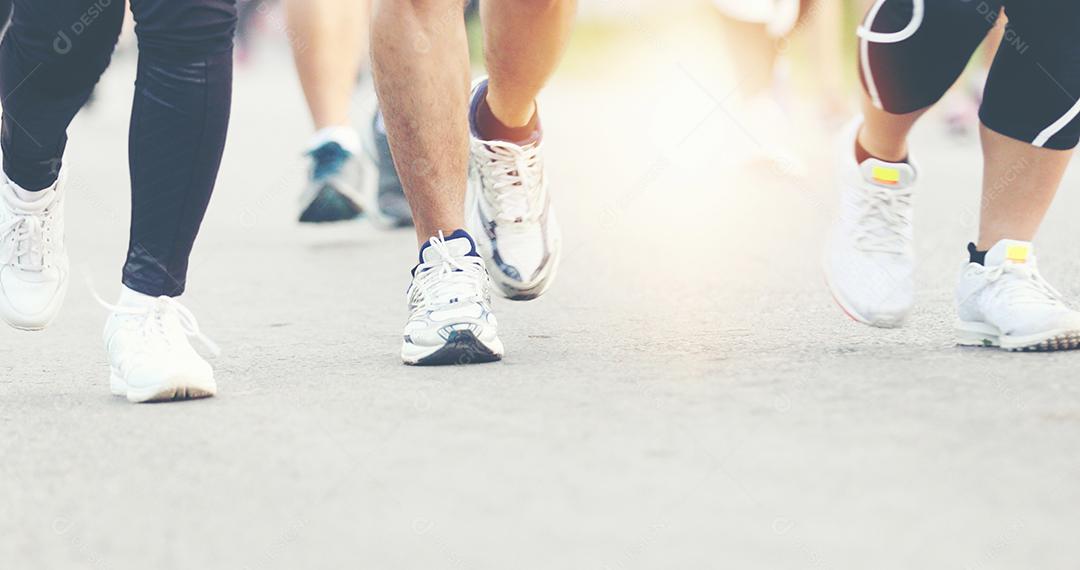 Borrão de movimento de corrida de maratona