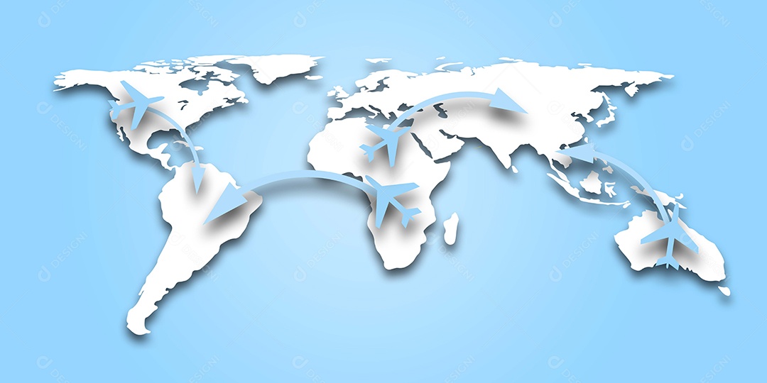 Viagem e transporte ao redor do mundo de avião