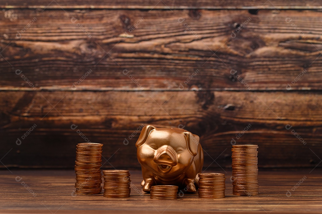 Cofrinho mostrando poupança, renda, investimentos, ações