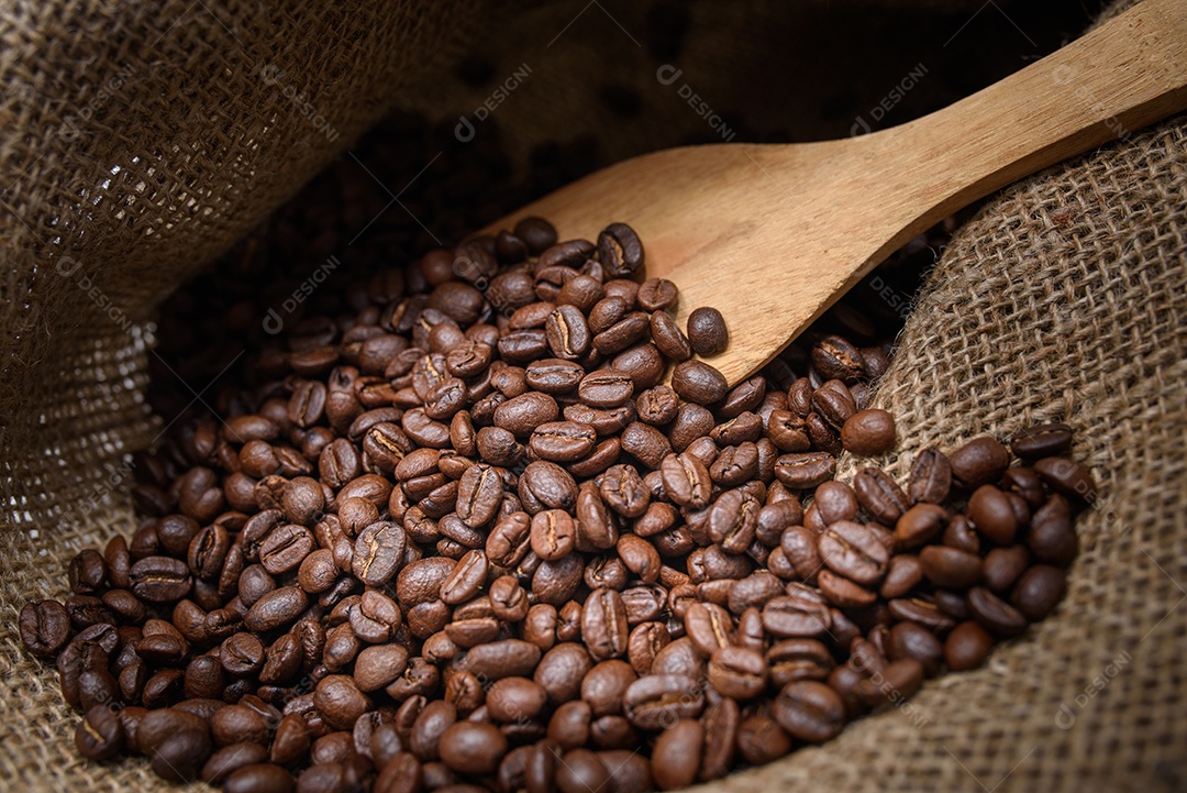 Saco de saco com café arábica