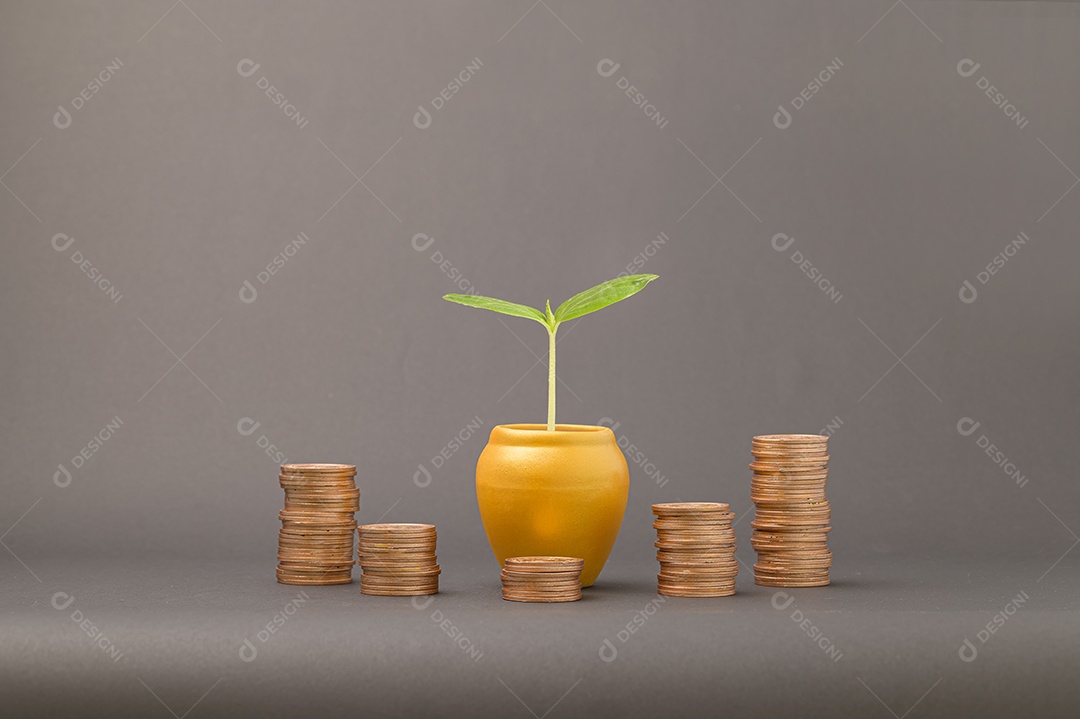 Stacked Coins Concept. Finance to increase income, invest in stocks
