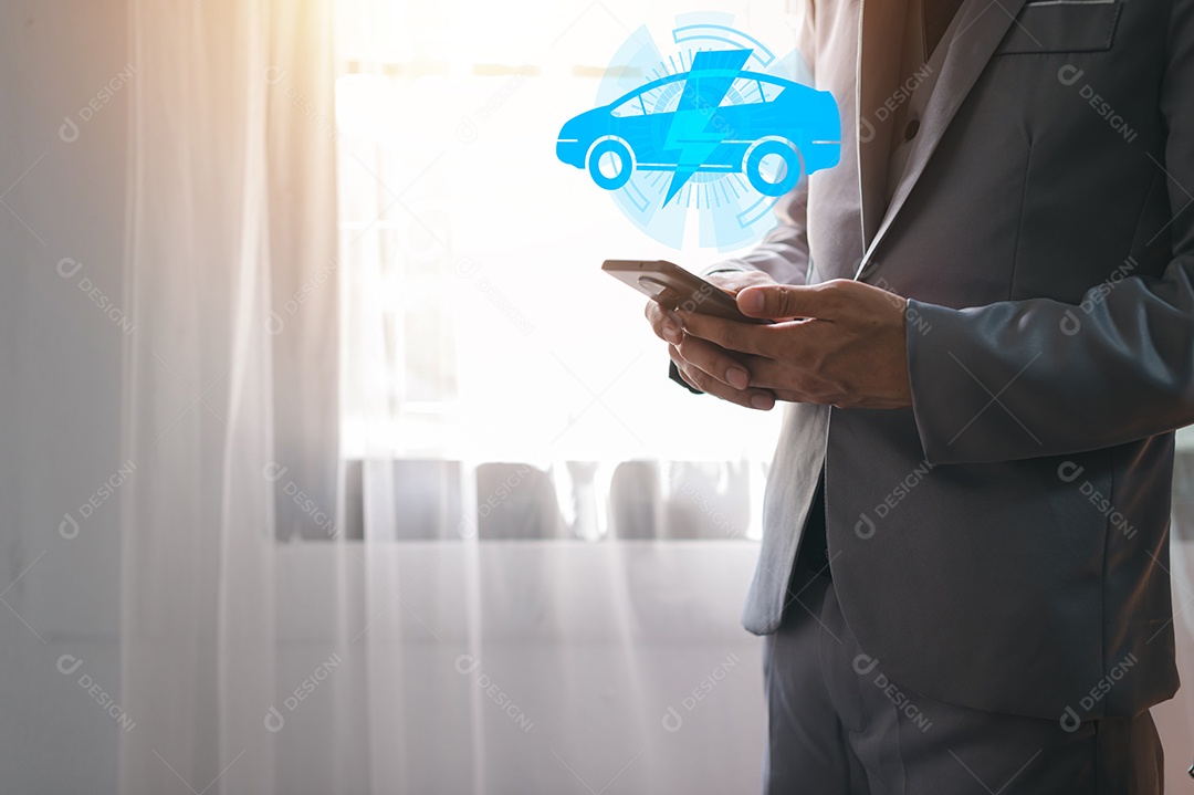 Escolhendo um veículo elétrico. escolha do carro elétrico. apontando para o símbolo