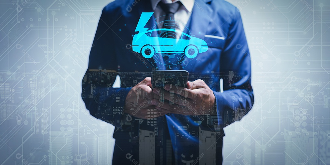 Escolhendo um veículo elétrico. escolha do carro elétrico. apontando para o símbolo