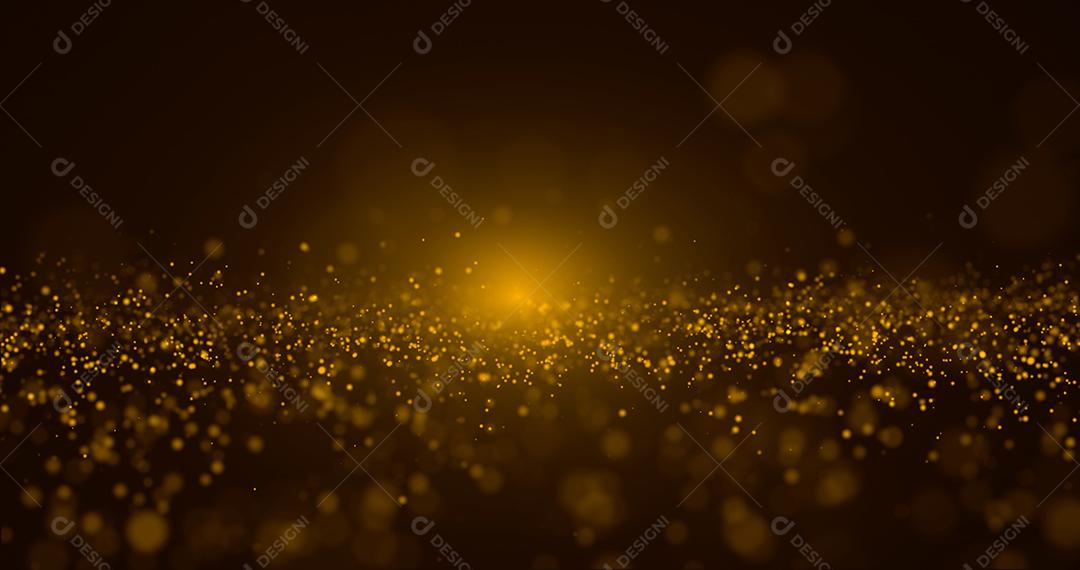 Partícula de ouro abstrata e fundo de bokeh de ouro