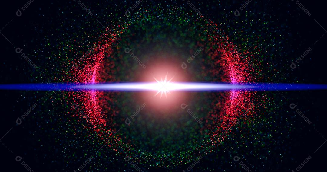 Partículas de brilho abstratas em círculo em fundo preto