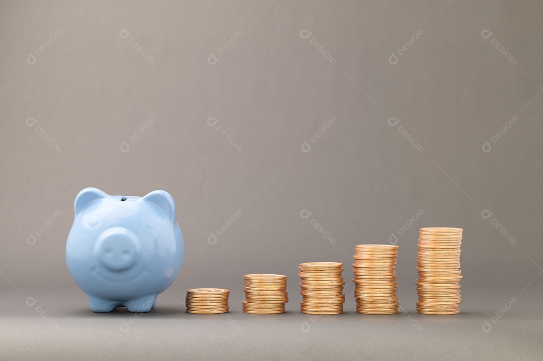 Conceito de moedas empilhadas Finanças para aumentar a renda, investir em ações