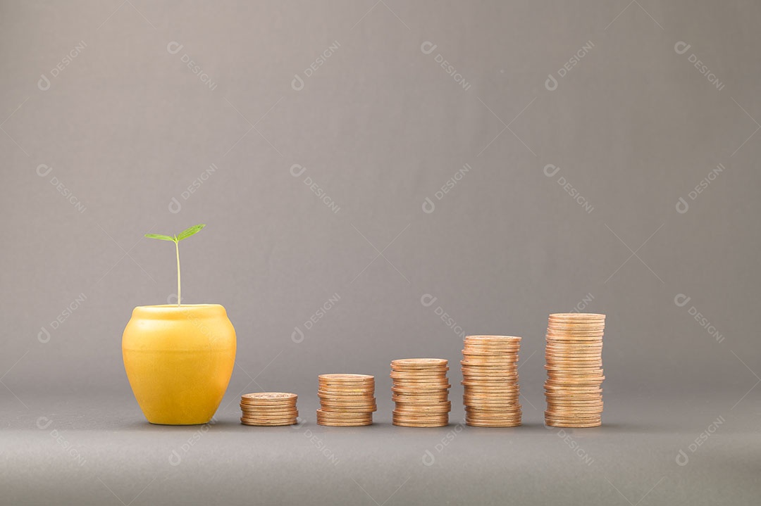 Conceito de moedas empilhadas Finanças para aumentar a renda, investir em ações