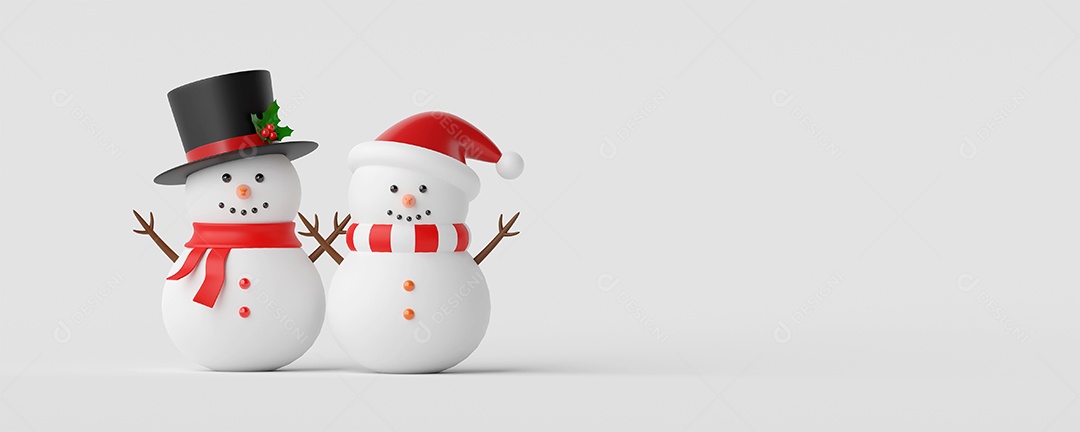 Bandeira da ilustração 3d do boneco de neve no fundo branco