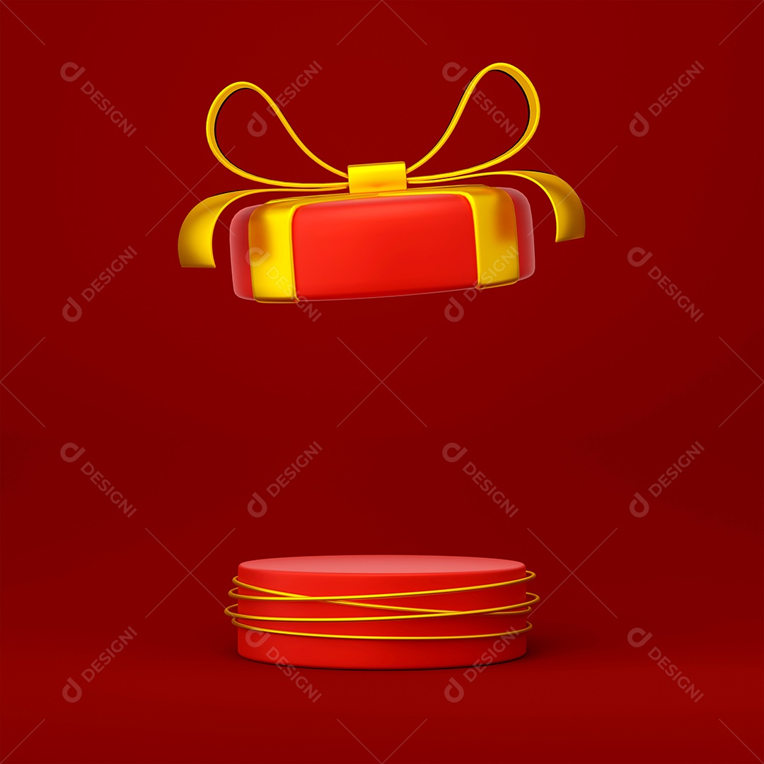 Tema de Natal do pódio da caixa de presente para propaganda de produto, ilustração 3d