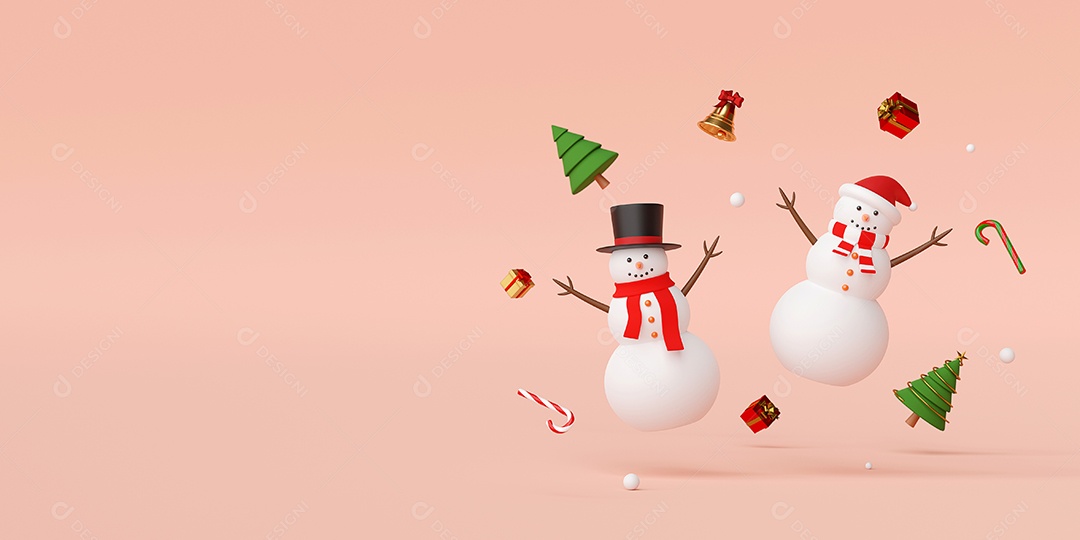 Feliz Natal e feliz ano novo, boneco de neve com decoração de Natal