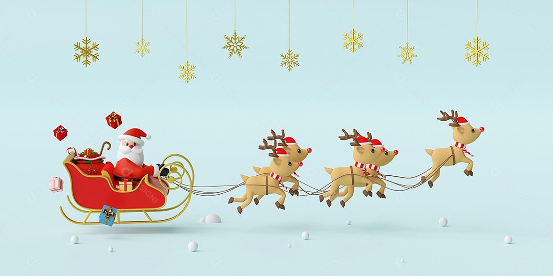 Feliz Natal e Feliz Ano Novo, Papai Noel em um trenó cheio