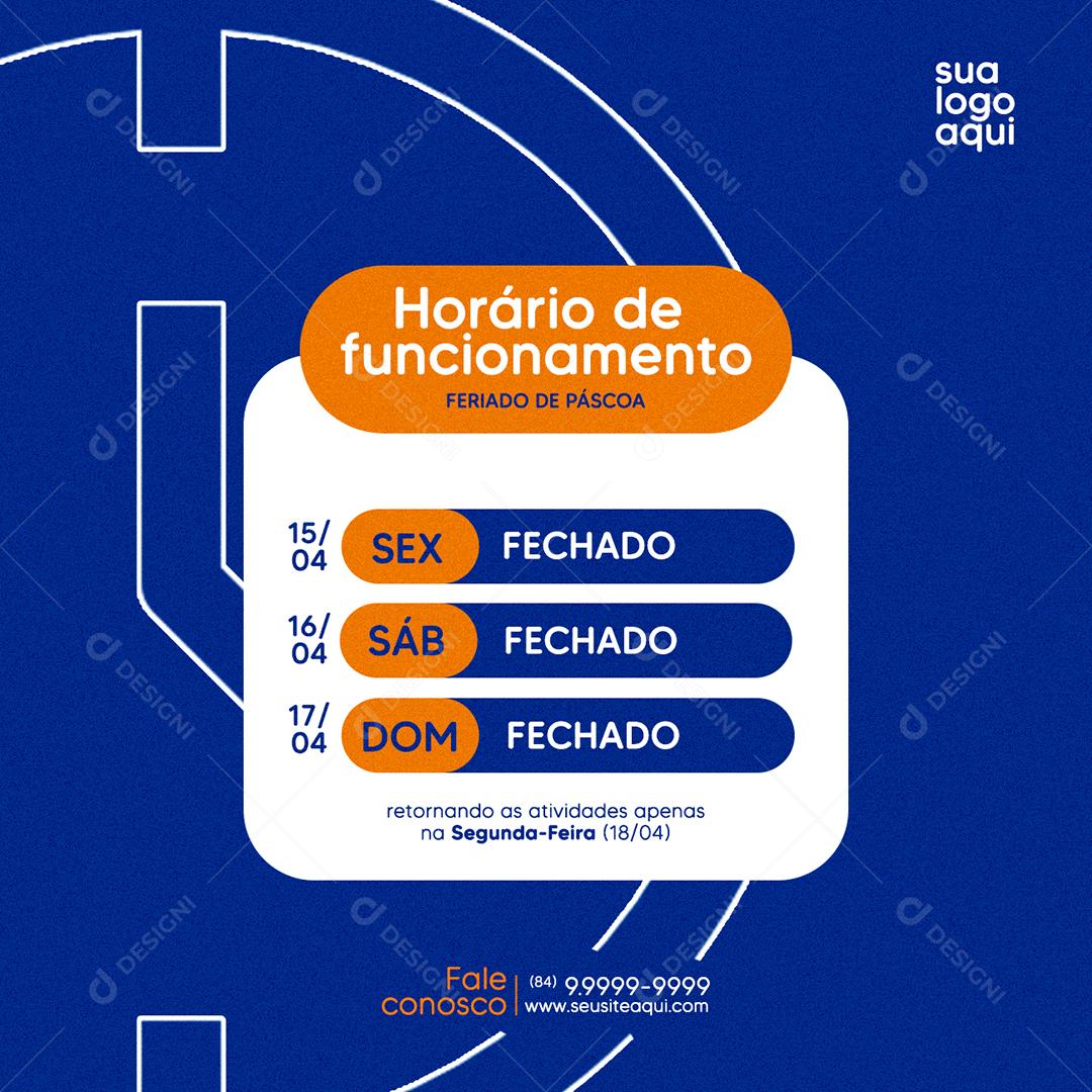Horário de Funcionamento feriado Agência de Viagens Social Media PSD Editável