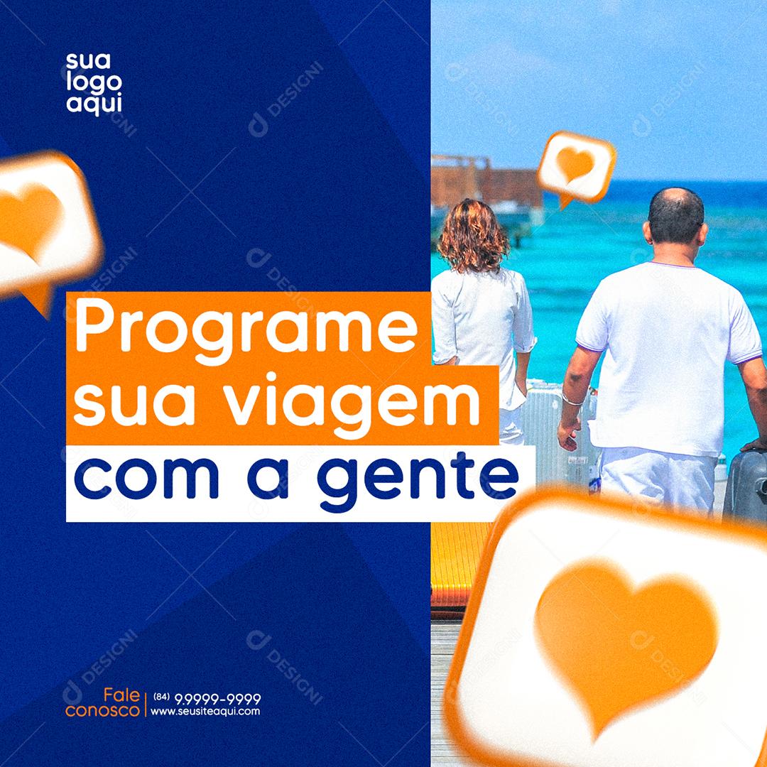 Programe sua viagem com a gente Agência de Viagens Social Media PSD Editável