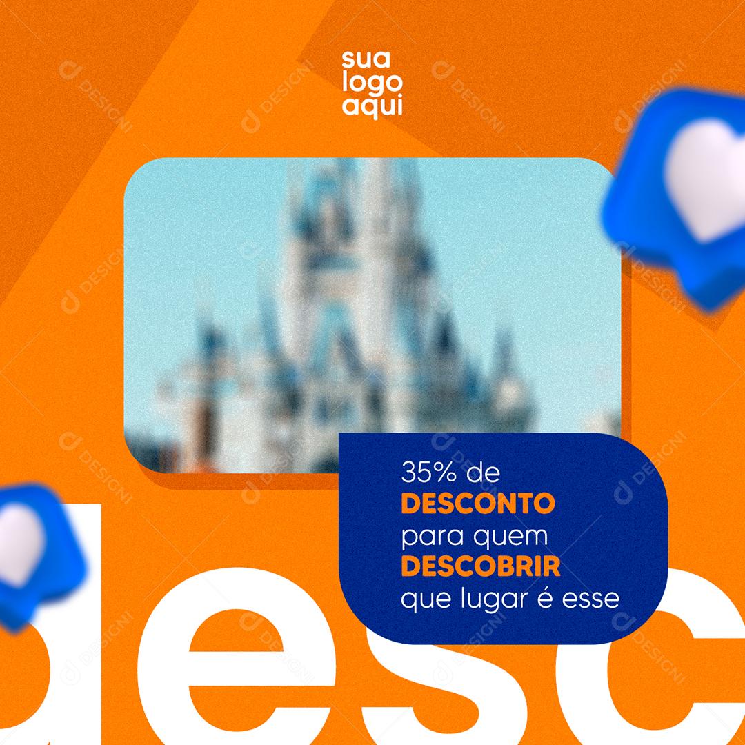 Social Media 35% de Desconto para quem descobrir que lugar é esse Agência de Viagens PSD Editável