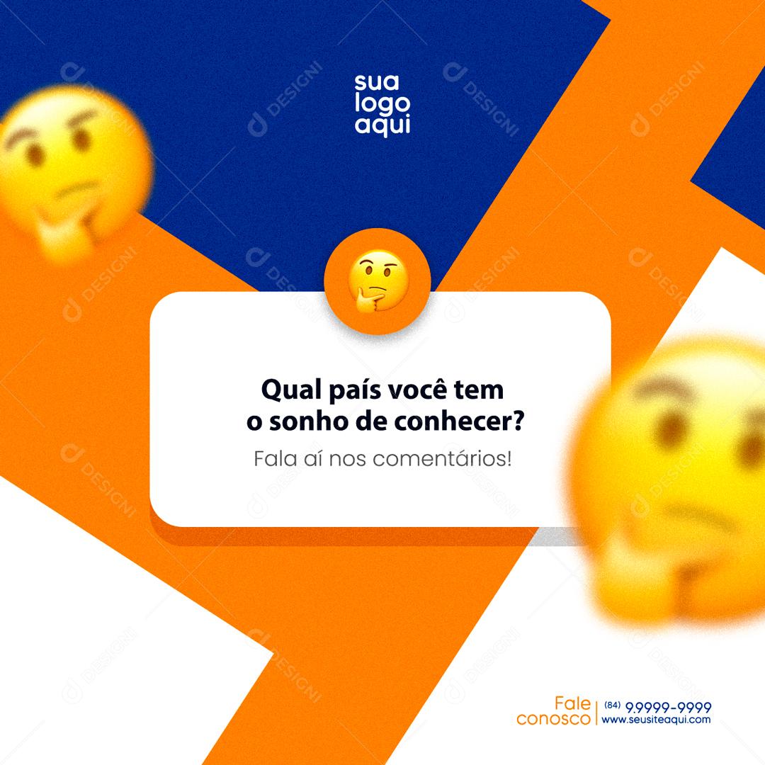 Qual páis você tem o sonho de conhecer Agência de Viagens Social Media PSD Editável