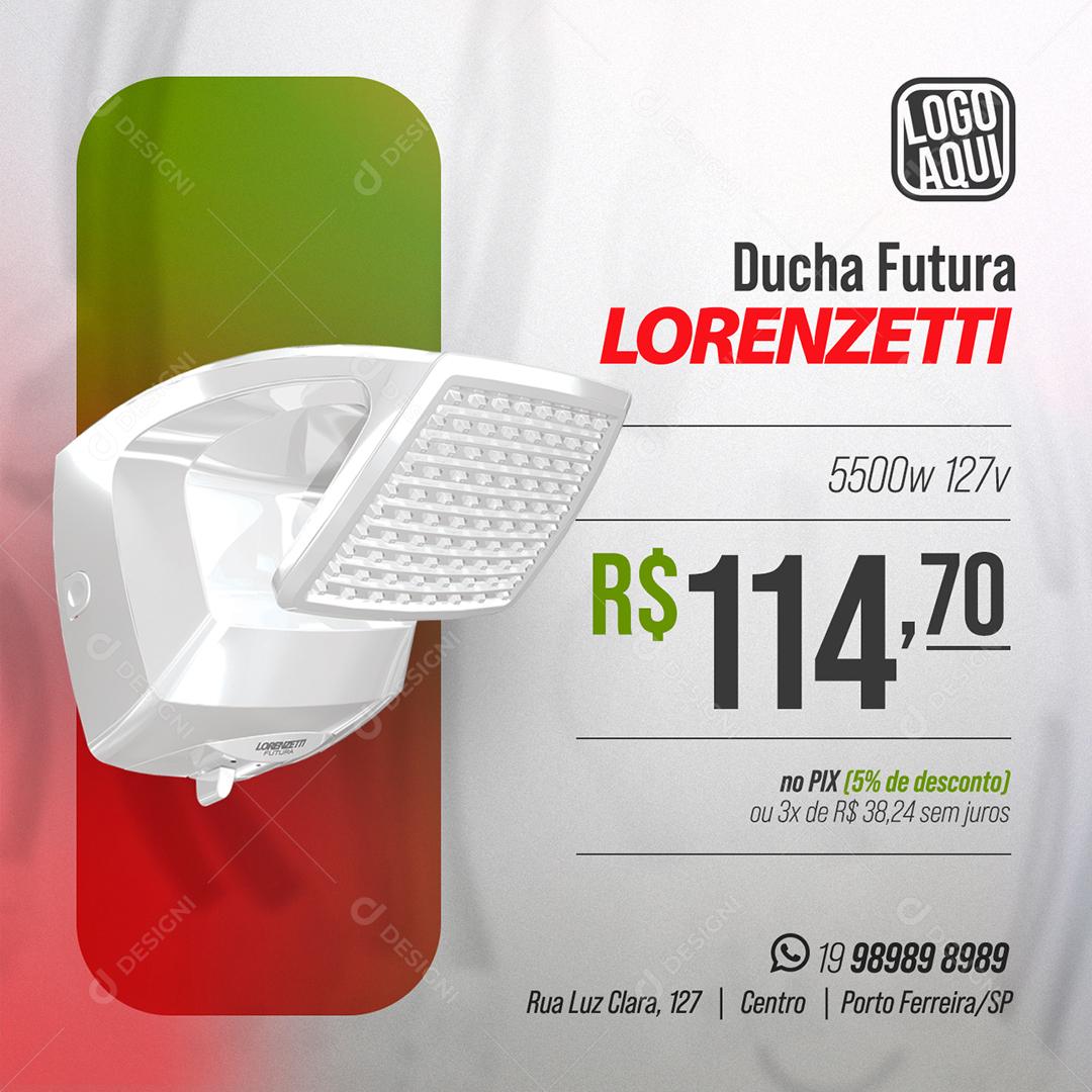 Ducha Futura lorenzetti Materiais Elétricos Social Media PSD Editável