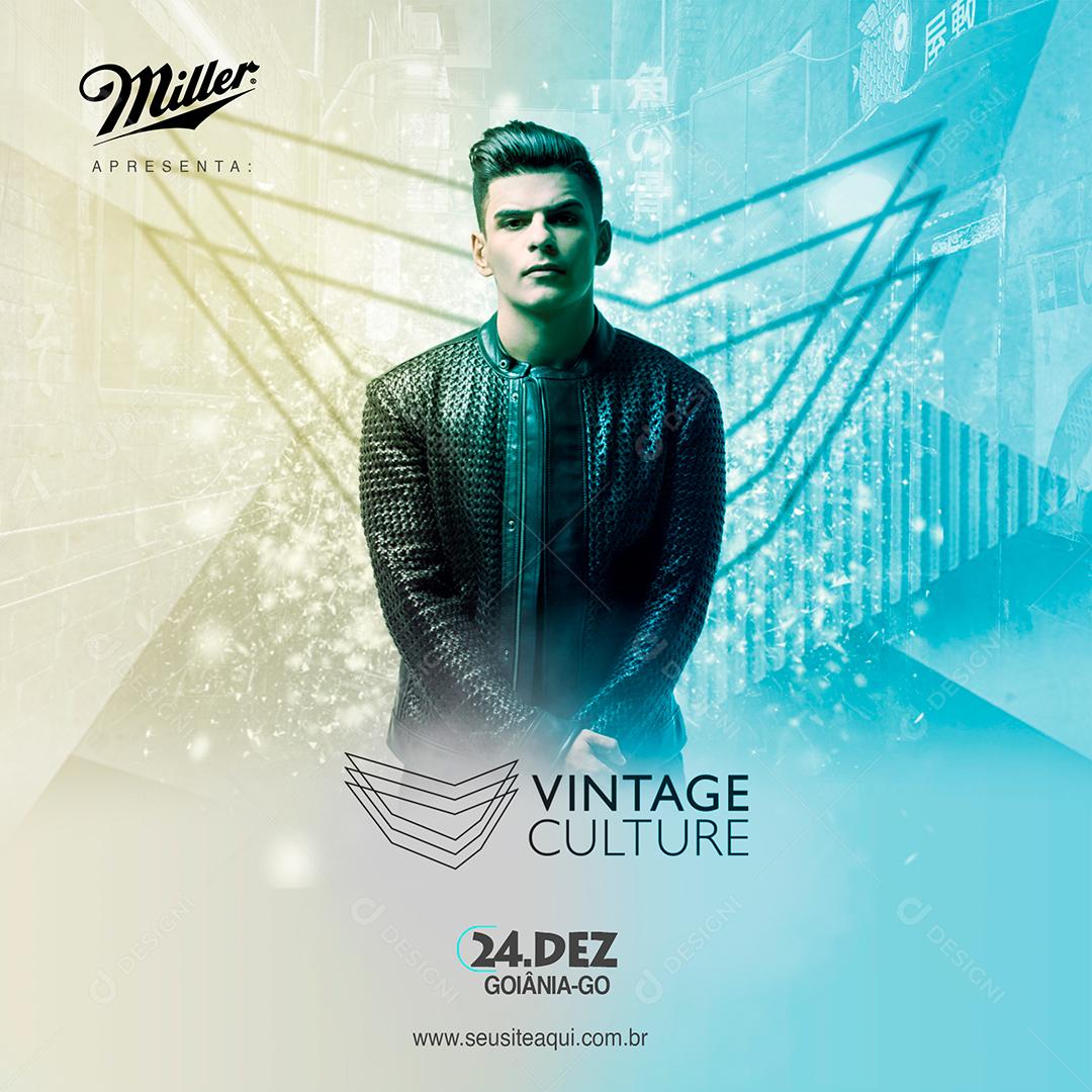 Social Media Flyer Artista Vintage Culture PSD Editável