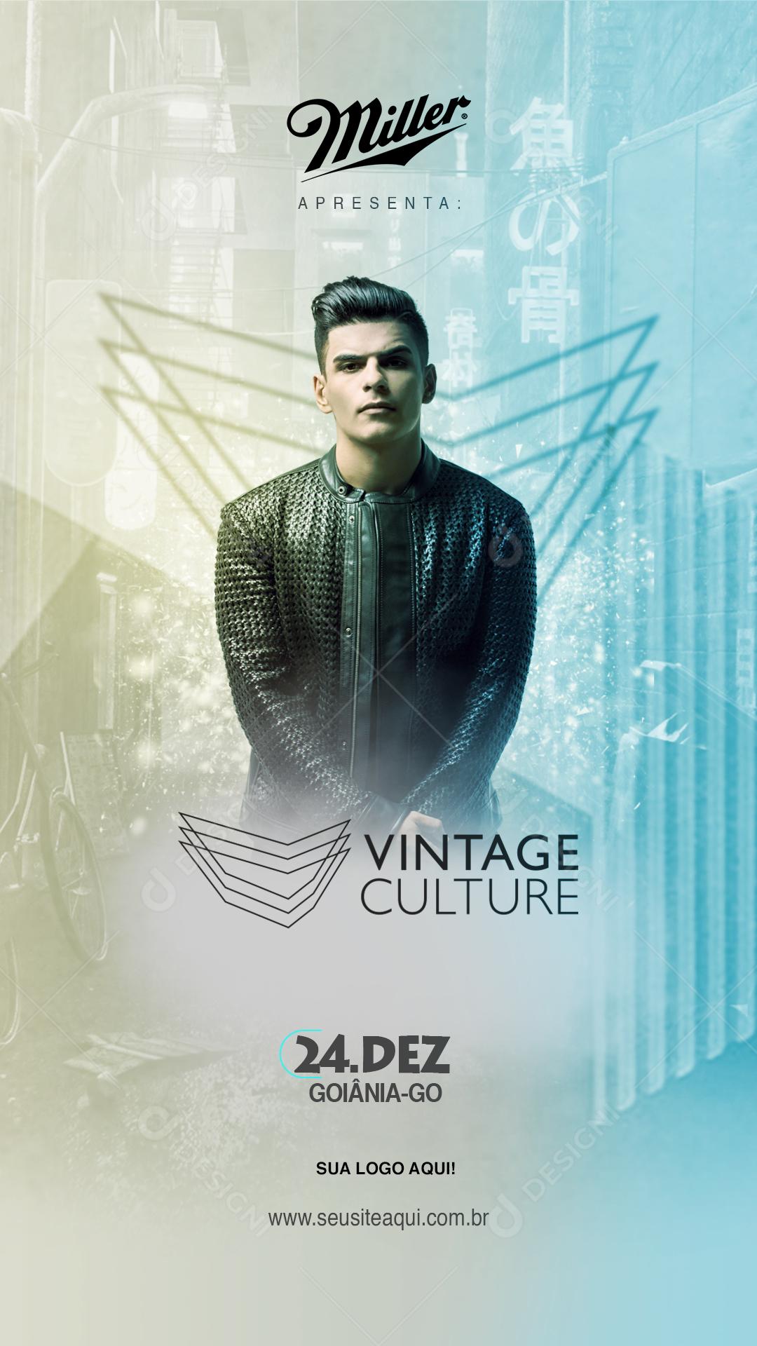 Social Media Story Flyer Artista Vintage Culture PSD Editável