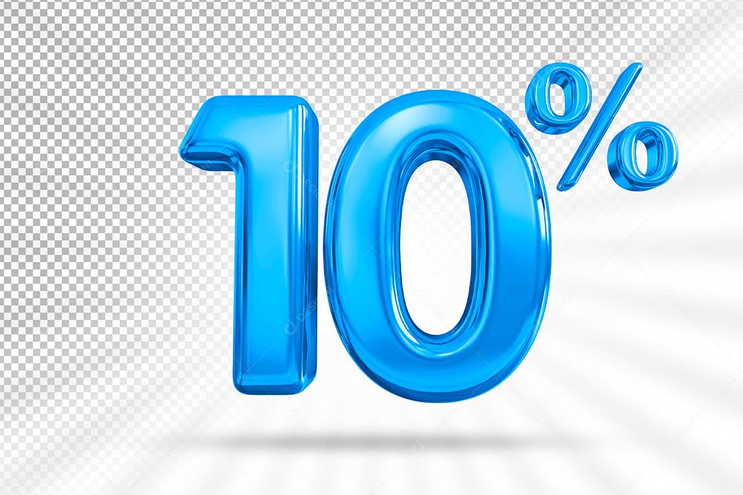 3D number 10% percent off blue PSD Element