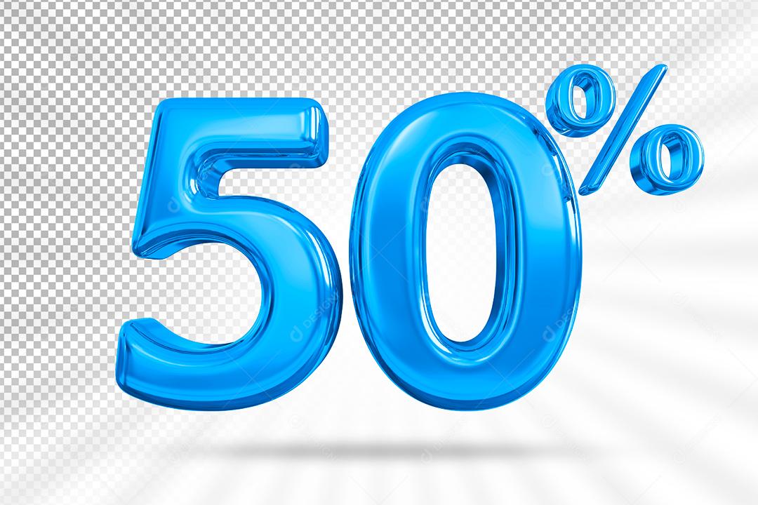 Número 3D 50% por cento azul de desconto Elemento PSD