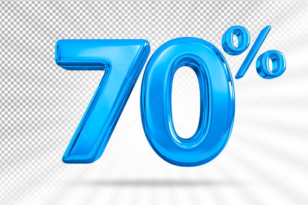 Número 3D 70% por cento azul de desconto Elemento PSD