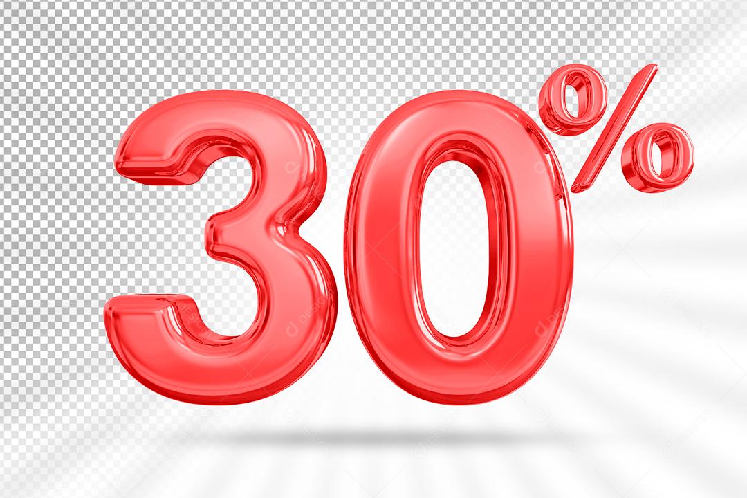 Número 3D 30% por cento vermelho de desconto Elemento PSD